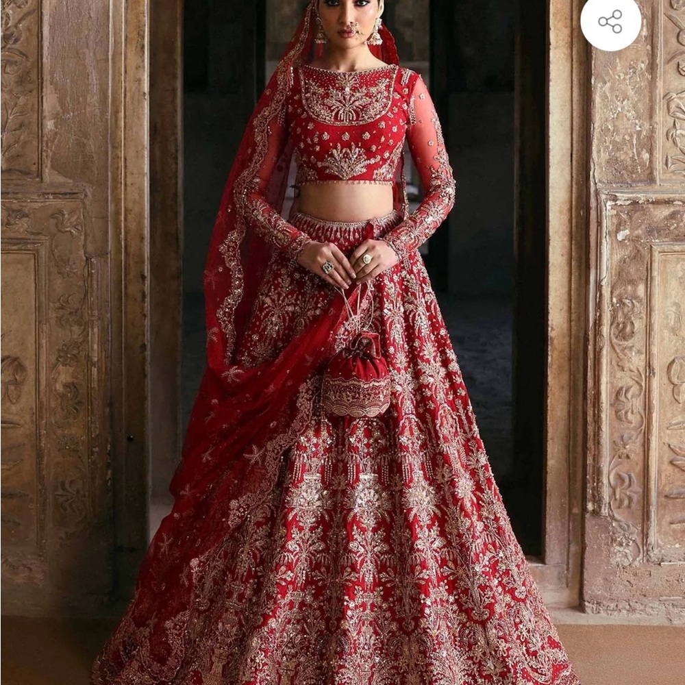 Elegant Red lengha Pakistani/Indian Akbar Aslam